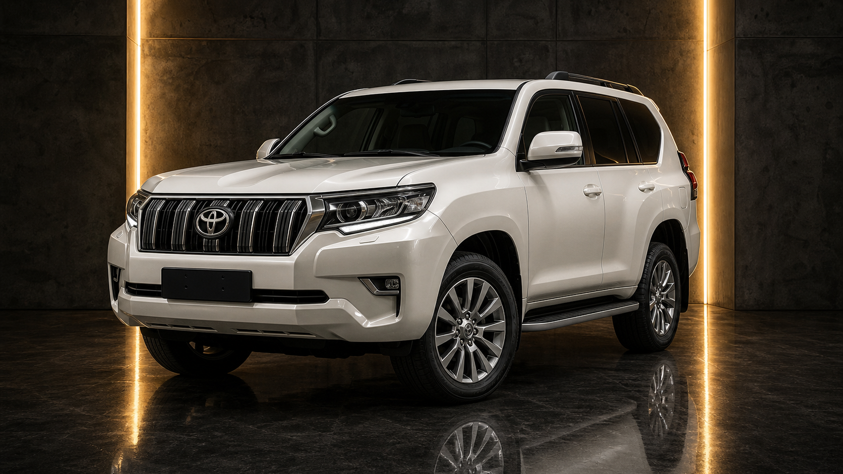 White Toyota Prado Land Cruiser executive SUV rental in Lahore with chauffeur